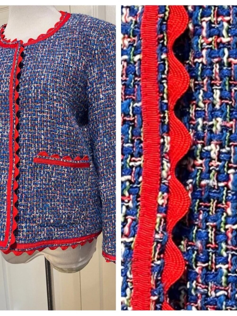 J Crew Lady Jacket in Autumn Blue Tweed 6 - Picture 4 of 7